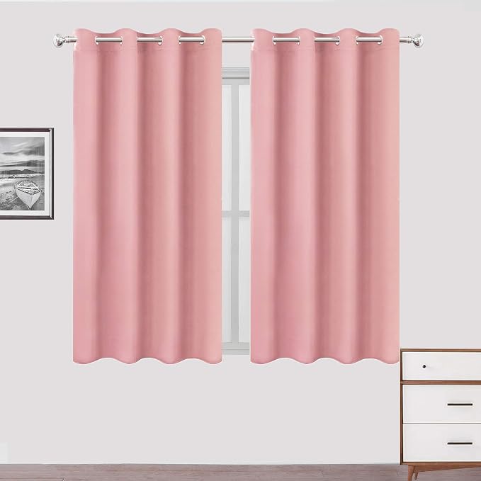LEMOMO Pink Blackout Curtains 66 x 63 Inch Length/Set of 2 Curtain by Lemomo