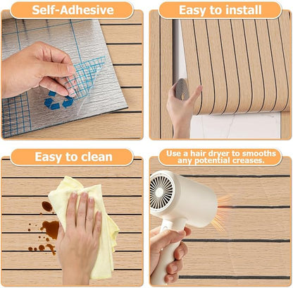 Arthome Peel and Stick Slat Wall Panels 15.7 "x400, Self-Adhesive PVC Wood - Image 6