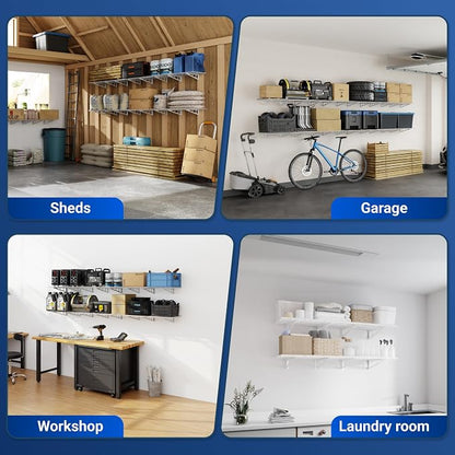 FLEXIMOUNTS 2-Pack 2x6ft Garage Shelving 24-inch-by-72-inch Heavy Duty Wall - Image 9