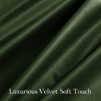 NICETOWN Olive Green Velvet Blackout Curtains 92 inch Long - Image 5
