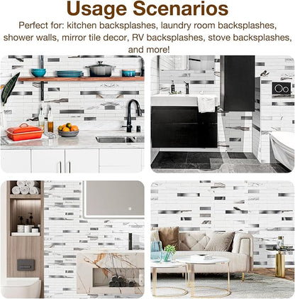 Peel and Stick Backsplash Tile Waterproof Removable PVC Wall Sticker 3D Faux - Image 7
