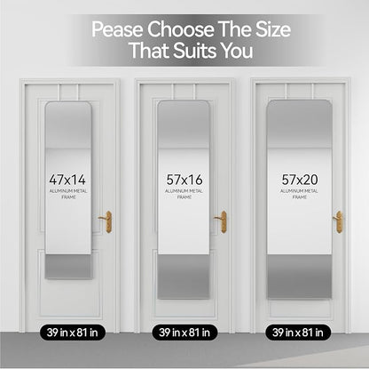 SCWF-GZ 57x20 Door Hanging Full Length Mirror, Floor or Wall Mounted Metal - Image 8