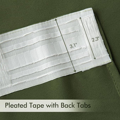 MIULEE Olive Green Back Tab Blackout Curtains 120 Inch Long 2 Panels Set - Image 4