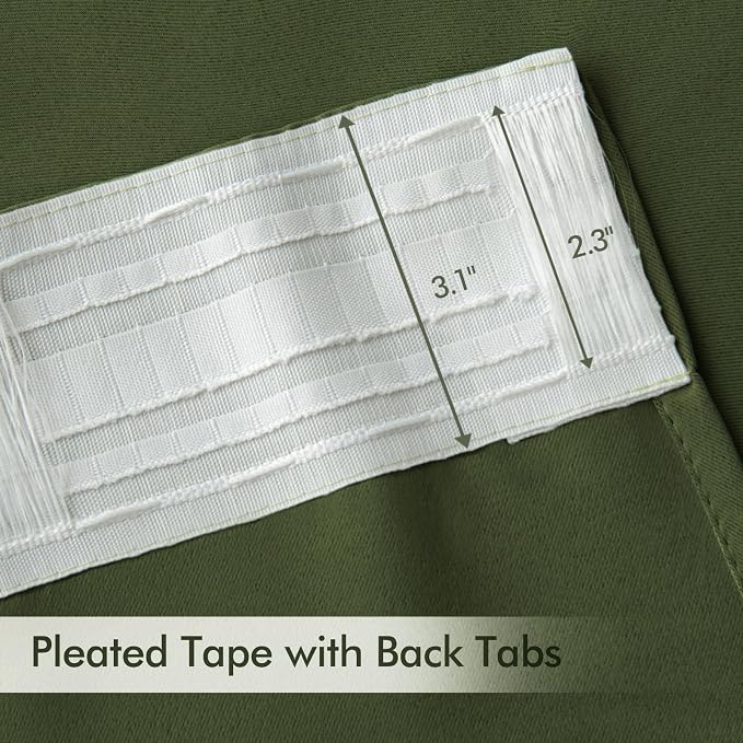 MIULEE Olive Green Back Tab Blackout Curtains 102 Inch Long 2 Panels Set - Image 4