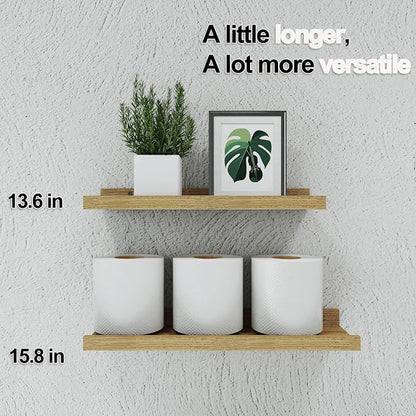Floating Shelves for Wall Decor, Wall Mounted Wood Storage Shelf for Bedroom - Image 5