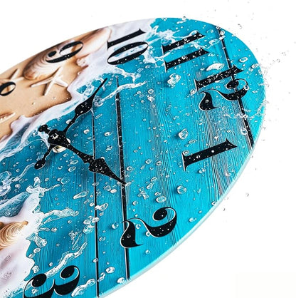 Small Bathroom Wall Clock, Ocean Beach Glass Waterproof Wall Clocks - Image 3