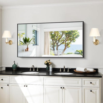 KOCUUY Black Bathroom Mirror, 24x48 Inch Rectangle Mirror - Image 2