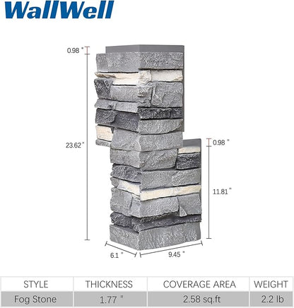 1.77 Inch Deep 3D Faux Stone Corner Panels Matching 2 Piece Set - Image 5