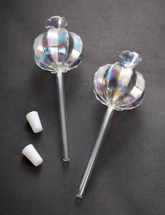 NiHome Plant Watering Globes 4-Pack, Iridescent Glass Cactus Self Watering Globe, Glass Waterer for Potted Plants - 4.7OZ/140 ML Capacity Automatic Mini Irrigation System, Adorable Gardening Gift