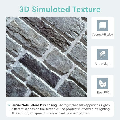 Commomy 10 Pcs 3D Faux Stone 3D Wall Panels 11.8'' x 11.8'' Ultralight PVC - Image 4