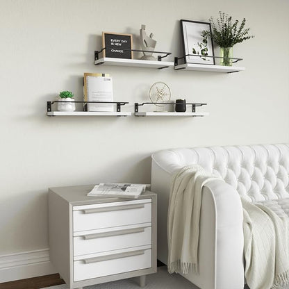 RICHER HOUSE White Bathroom Floating Wall Shelf Set of 4, Small Organizer Over - Image 7