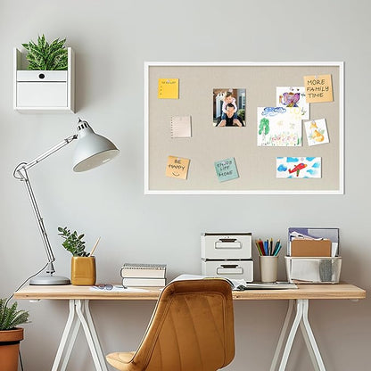 DAHAPYBOO Cork Board with Linen White, Bulletin Board 36"x24" Hanging Corkboards - Image 5