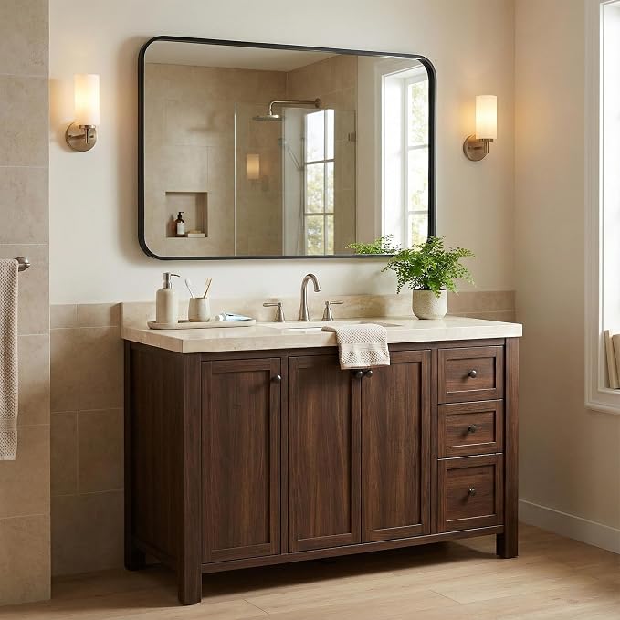 2-Pack 24x30 Inch Matte Black Bathroom Vanity Mirrors | Flush Mount Deep Set - Image 8