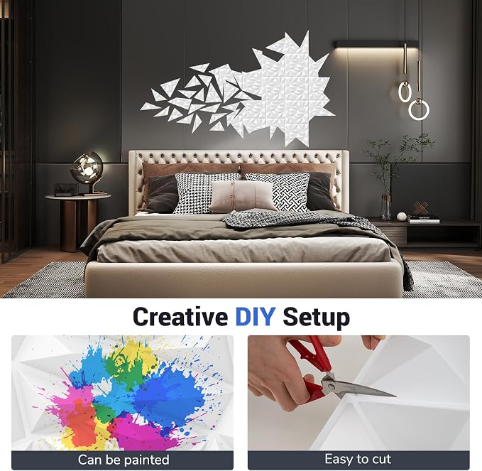 Giantex 20 Pack 3D Wall Panels, Lightweight Waterproof, DIY Cut & Paint - Image 7