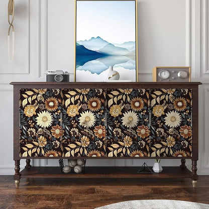 Extra Long Vintage Wallpaper Peel and Stick, 17.5" x 393" Boho Dark Floral - Image 3