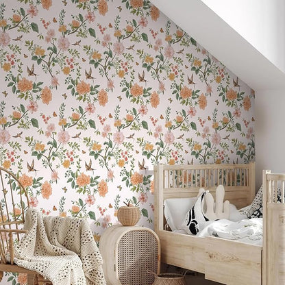 Froluya Floral Peel and Stick Wallpaper Vintage Floral Contact Paper 16.9” x - Image 8