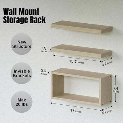 RICHER HOUSE Floating Shelves Set of 3, Modern Bathroom Shelves Wall Mounted - Image 2