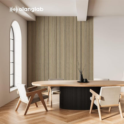 Olanglab Wood Slat Wall Panels 4 Pack, Wooden Acoustic Wall Panels, 94.5"x12.6" - Image 2