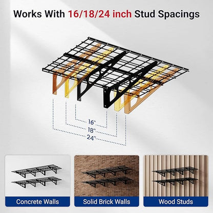 FLEXIMOUNTS 2-Pack 2x6ft Garage Shelving 24-inch-by-72-inch Heavy Duty Wall - Image 4