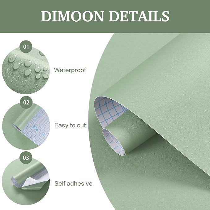 Dimoon 17.7''x118'' Peel and Stick Wallpaper Light Green Contact Paper - Image 4