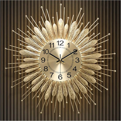 27" Gold Mid Century Modern Wall Clock，Battery Operated Decorative Decorative by HEBOIXHOMEDECOR