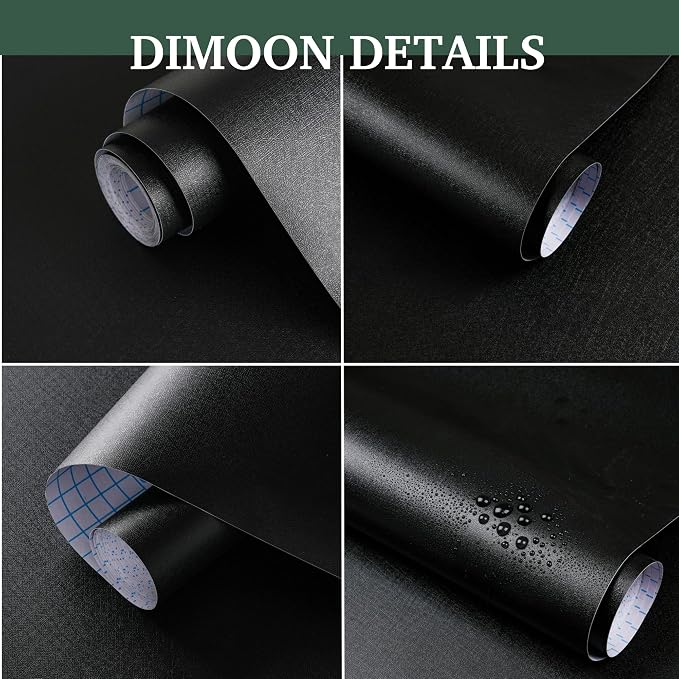 Dimoon 78.7''x17.7'' Black Peel and Stick Wallpaper Contact Paper Modern Self - Image 2