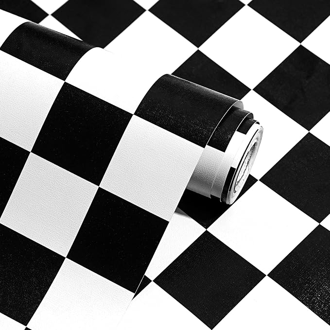 Modern Peel and Stick Wallpaper Black and White Mosaic Checkered Contact Paper by OSECAGE