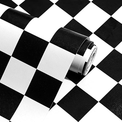 Modern Peel and Stick Wallpaper Black and White Mosaic Checkered Contact Paper by OSECAGE