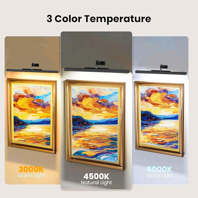 24Inch Picture Lights Battery Powered 6000mAh -3 Pack Black Wireless Remote - Image 3