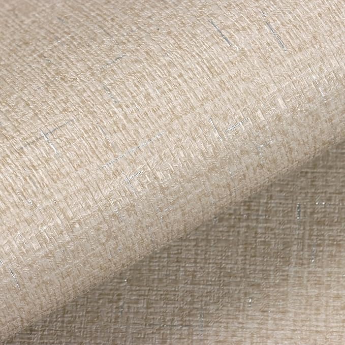 VEELIKE Beige Glasscloth Peel and Stick Wallpaper Textured 24''x118'' - Image 8