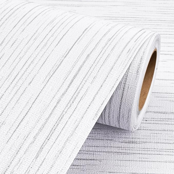 Livelynine 15.8x394 Textured Wallpaper Stick and Peel White Embossed Wallpaper by Livelynine