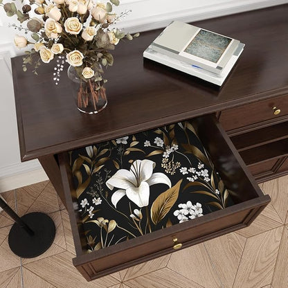 Laatse Black Gold Wallpaper Peel and Stick, Dark White Floral Vintage Contact - Image 7