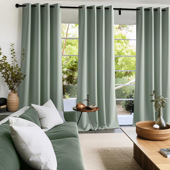 NICETOWN Room Darkening Draperies Curtains Panels, 2 Panels Sage Green W52 x L84 - Image 2