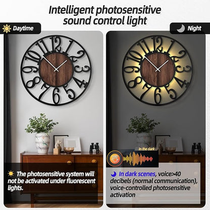 LEIKE Large Wall Clocks with Night Light Battery Operated, Silent Non Ticking - Image 2