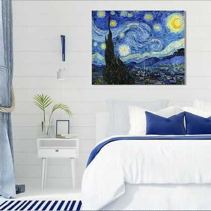 1 KINGO Van Gogh Canvas Wall Art: Starry Night Landscape Painting Picture - Image 5