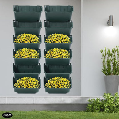 Vertical Wall Planter with 24 Pots, Hanging Garden Plant Flowerpot Holder - Image 4