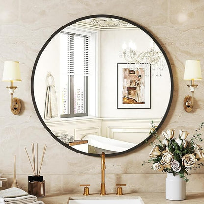 NEWBULIG Round Bathroom Mirror for Over Sink, 20 Inch Wall Mount Vanity Circle - Image 2