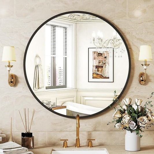 NEWBULIG Round Bathroom Mirror for Over Sink, 20 Inch Wall Mount Vanity Circle - Image 2