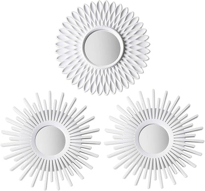 BONNYCO Wall Mirrors Pack of 3, Round White Mirrors by BONNYCO
