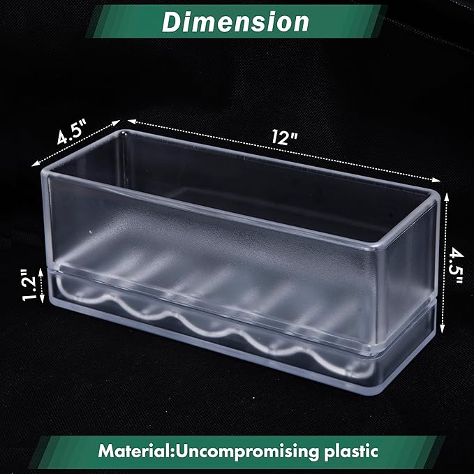 D'vine Dev 12 Inch Window Box Planter, Rectangle Plastic Herb Planter with Drainage Holes and Saucer, Indoor Succulent Cactus Vegetable Pot for Windowsill, Garden Balcony, Clear, Set of 1, 76-X-D-1