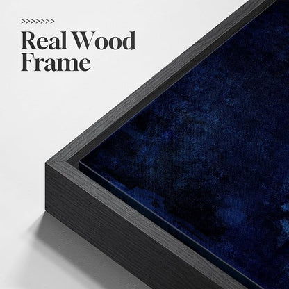 Large Framed Navy Blue Abstract Wall Art, Modern Vertical Canvas Prints - Image 5