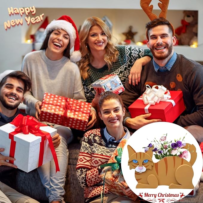 Orange Cat Planter Plant Pots,Cute Garden Cat Flower Planter,Cat Planters Birthday Gifts for Women,Office,Indoor/Outdoor Decor(12.5 * 5.12 * 7.8in)