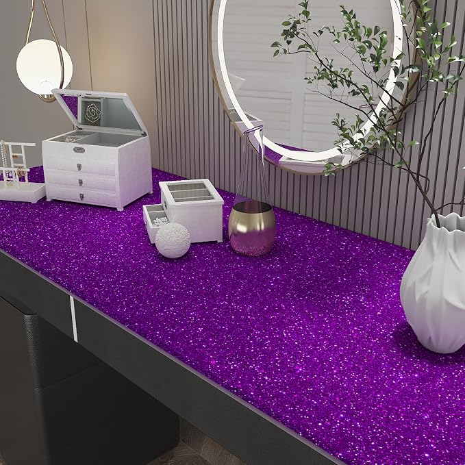CHIHUT 15.7''x236'' Dark Purple Glitter Contact Paper Peel and Stick - Image 8