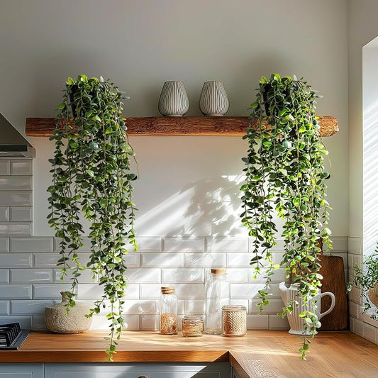 Artificial Hanging Plant 2 Pcs Faux Plant Ivy Vine Faux Eucalyptus Vines Fake by Yarmare