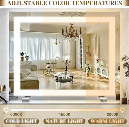 ROLOVE 22x20 Inch Lighted Vanity Mirror, 3-Mode Touch Dimming LED Lighting - Image 4