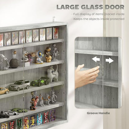 HOMCOM 5-Tier Display Cabinet, Glass Door Cabinet - Image 5