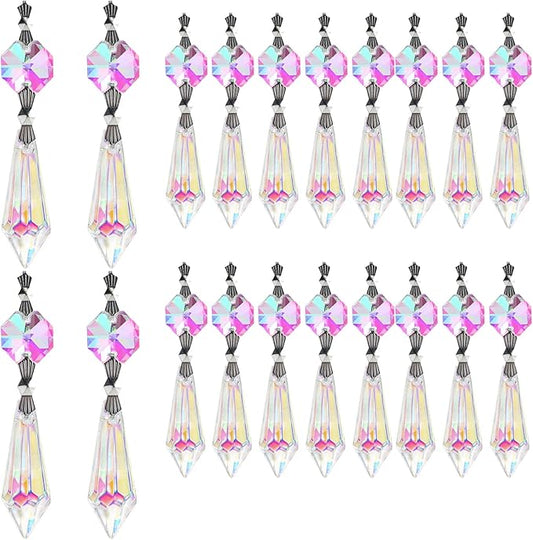 HDCRYSTALGIFTS Hanging Rainbow Maker Colorful Crystal Chandelier Parts Drops Icicle Prisms Fengshui Suncatcher (38mm,20pcs)