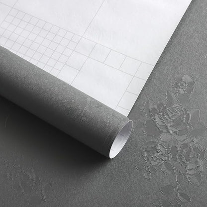 Erfoni 118"x17.7" Gray Peel and Stick Wallpaper Thicken Floral Embossed Contact - Image 8