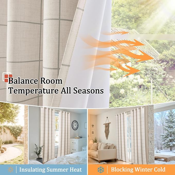 Lajode Grey Linen Blackout Curtains - Image 7