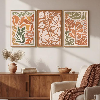 3 Piece Framed Boho Floral Wall Art - Image 5